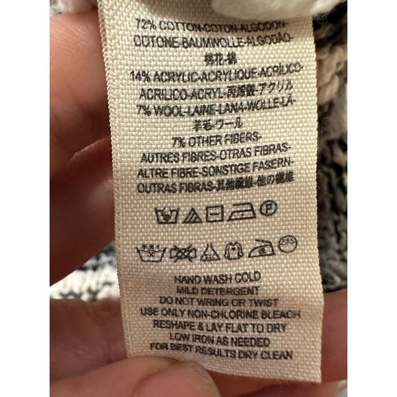 Free People gray white striped open knit v neck oversize sweater size XS - Picture 4 of 12